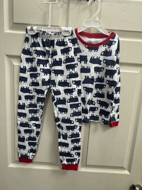 Carter's White Pajama Set with Navy Hippo Print and Red Trim